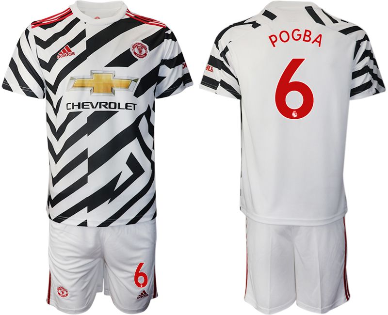 Men 2020-2021 club Manchester united away #6 white Soccer Jerseys